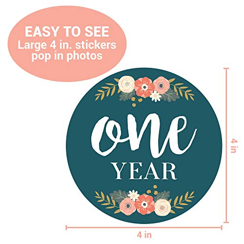 Baby Monthly Stickers | Floral Baby Milestone Stickers | Newborn Girl Stickers | Month Stickers for Baby Girl | Baby Girl Stickers | Newborn Monthly Milestone Stickers (Set of 24)