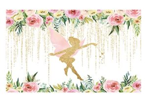 funnytree floral fairy birthday party backdrop for photography pink and gold fairy tale tea flowers wonderland princess girl baby shower background decoration banner supplies photo booth