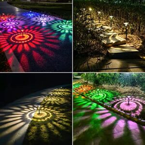 Bright Solar Pathway Lights 6 Pack,Color Changing+Warm White LED Solar Lights Outdoor,IP67 Waterproof Solar Path Lights,Solar Powered Garden Lights for Walkway Yard Backyard Lawn Landscape Decorative