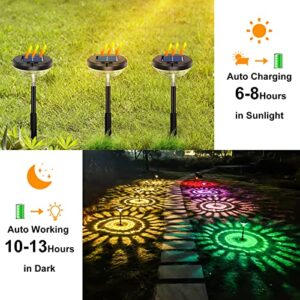 Bright Solar Pathway Lights 6 Pack,Color Changing+Warm White LED Solar Lights Outdoor,IP67 Waterproof Solar Path Lights,Solar Powered Garden Lights for Walkway Yard Backyard Lawn Landscape Decorative