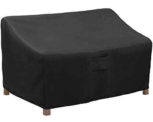 Taufey Patio Bench Loveseat Cover, Heavy Duty and 100% Waterproof Outdoor Sofa Cover, Lawn Patio Furniture Covers with Air Vent - Small(Standard), Black
