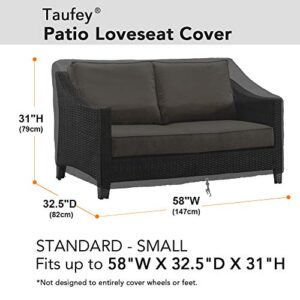 Taufey Patio Bench Loveseat Cover, Heavy Duty and 100% Waterproof Outdoor Sofa Cover, Lawn Patio Furniture Covers with Air Vent - Small(Standard), Black