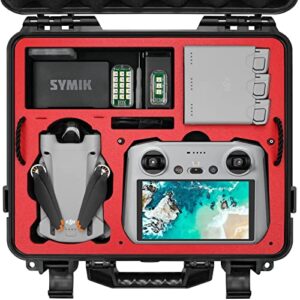 symik a310-mm3dl dual layer waterproof hard carrying case for dji mini 3 pro drone/fly more combo with dji rc or rc-n1 remote; fits tablet holder, landing pad, ipad; rugged professional case