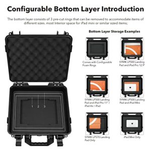 SYMIK A310-MM3DL Dual Layer Waterproof Hard Carrying Case for DJI Mini 3 Pro Drone/Fly More Combo with DJI RC or RC-N1 Remote; Fits Tablet Holder, Landing Pad, iPad; Rugged Professional Case