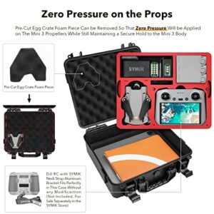 SYMIK A310-MM3DL Dual Layer Waterproof Hard Carrying Case for DJI Mini 3 Pro Drone/Fly More Combo with DJI RC or RC-N1 Remote; Fits Tablet Holder, Landing Pad, iPad; Rugged Professional Case