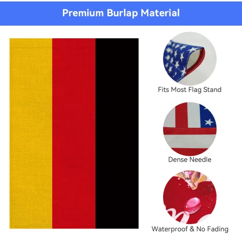 Pretty_jessie Germany Flag German Garden Flags 12x18 Double-Sided Small Burlap Yard Flag Decorations for Outdoors(Germany)