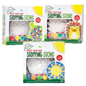 creative roots paint your own stepping stones multipack with turtle, hedgehog & sun stepping stones by horizon group usa