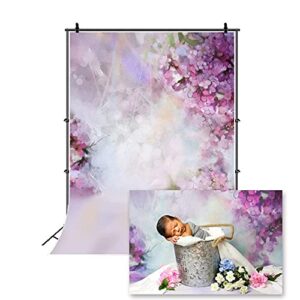 Laeacco 3x5ft Newborn Baby Portrait Theme Backdrops for Photography Dreamy Purple Flowers Baby Photo Backdrop 1x1.5m Newborn Photography Backdrop Sweet Girl Birthday Baby Shower Pregnant Photoshoot