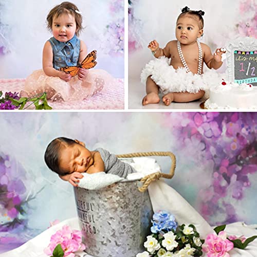 Laeacco 3x5ft Newborn Baby Portrait Theme Backdrops for Photography Dreamy Purple Flowers Baby Photo Backdrop 1x1.5m Newborn Photography Backdrop Sweet Girl Birthday Baby Shower Pregnant Photoshoot