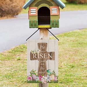 Easter Garden Flag He is Risen Cross Eggs Vertical Double Sided Holiday Outdoor Yard Decor 12.5x18 Inch