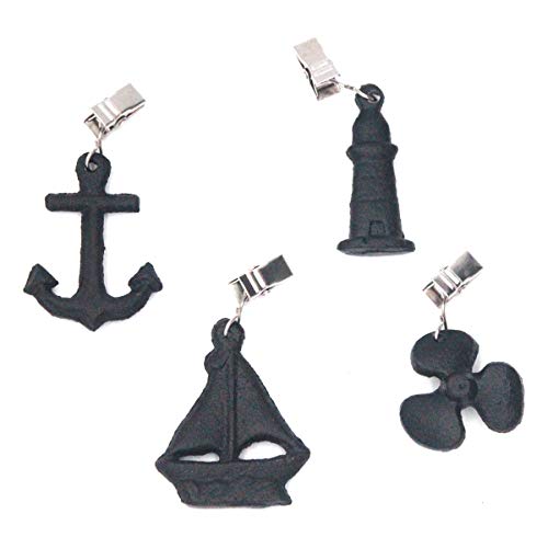 Funly mee Rustic Cast Iron Nautical Anchor tablecloth weights Heavy clips for outdoor garden picnic