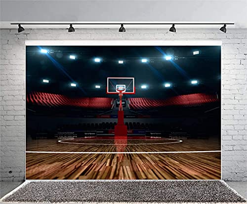 Flowerstown Basketball Court Backdrop Washable Polyester Backdrop, Basketball Backdrop for Birthday Parties Sports backdrops for Photography Decorations Living Room Studio Background 7x5ft FT004
