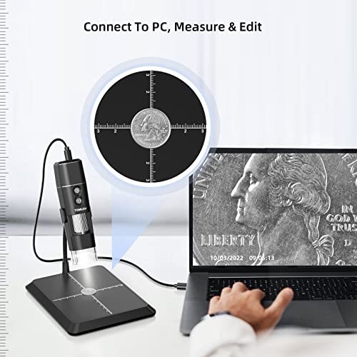 TOMLOV DM1 Wireless Digital Microscope 50X-1000X [1080P HD & Full Lighted View] WiFi Portable Handheld Mini USB Trichome Coin Microscope Camera Magnifier for iPhone iPad Android Phone & Computer