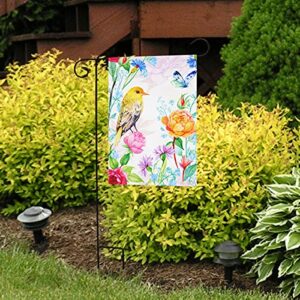 Whimsical Bird Spring Burlap Garden Flag Floral 12.5" x 18" Briarwood Lane