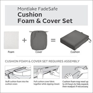 Classic Accessories Montlake FadeSafe Water-Resistant 25 x 25 x 5 Inch Square Outdoor Seat Cushion, Patio Furniture Chair Cushion, Light Charcoal Grey, Outdoor Cushion Cover