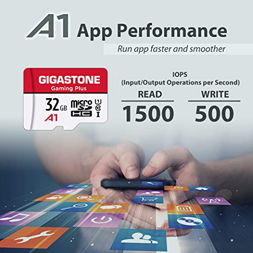 [Gigastone] Micro SD Card 32GB, Gaming Plus, MicroSDHC Memory Card for Nintendo-Switch, Smartpone, Roku, Full HD Video Recording, UHS-I U1 A1 Class 10, up to 90MB/s, with MicroSD to SD Adapter