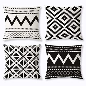 outdoor pillow covers 18×18 waterproof set of 4 boho black and white outdoor pillows for patio furniture decorative garden cushion couch throw pillows covers farmhouse home decor 