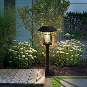 grand patio solar outdoor lights, 5 pack, glass light aluminum & steel frame, waterproof, all-weather pathway light, automatic dusk and dawn sensor (slate gray)