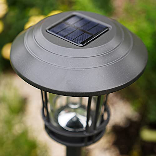 Grand patio Solar Outdoor Lights, 5 Pack, Glass Light Aluminum & Steel Frame, Waterproof, All-Weather Pathway Light, Automatic Dusk and Dawn Sensor (Slate Gray)