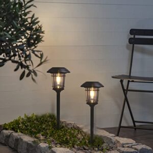 Grand patio Solar Outdoor Lights, 5 Pack, Glass Light Aluminum & Steel Frame, Waterproof, All-Weather Pathway Light, Automatic Dusk and Dawn Sensor (Slate Gray)