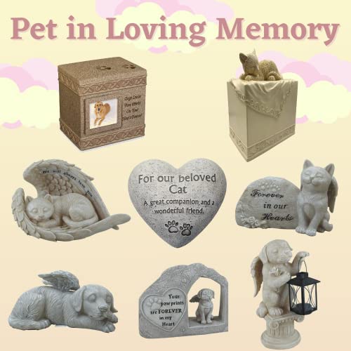 Comfy Hour 10" Polyresin Cat Angel Birdfeeder Memorial Pet Statue Figurine for Your Home Or Garden, Gray, Pet in Loving Memory Collection