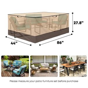 PatioGem Patio Furniture Covers Waterproof Heavy Duty for Winter, 86”Lx44”Wx27.8”H Patio Furniture Set Covers, Outdoor Furniture Covers For Patio Furniture, Outdoor Table Covers Waterproof Rectangle