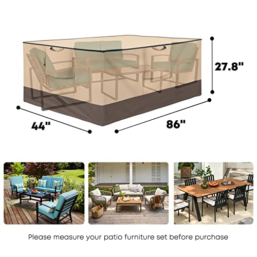 PatioGem Patio Furniture Covers Waterproof Heavy Duty for Winter, 86”Lx44”Wx27.8”H Patio Furniture Set Covers, Outdoor Furniture Covers For Patio Furniture, Outdoor Table Covers Waterproof Rectangle