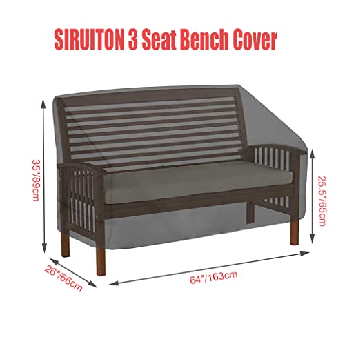 SIRUITON 3-Seat Heavy Duty Garden Patio Sofa/Loveseat/Bench Cover,100% Waterproof Outdoor Sofa Cover, Lawn Patio Furniture Covers Black,64" W x 27" D x 35" H