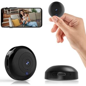 fecomi mini indoor camera, wireless spy camera hidden camera with video recording,1080p small nanny cam with phone app,night vision,motion alarm for car,pet,home security