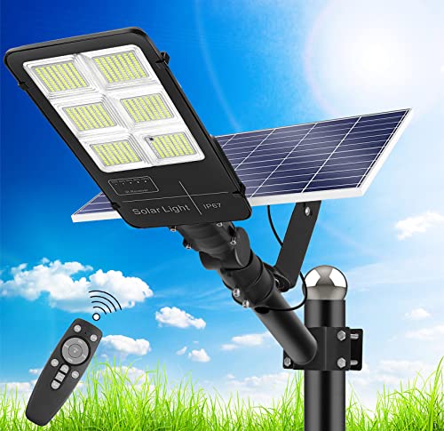 AITERMOND 1400W Solar Street Light, Dusk to Dawn, 6000K LED Flood Lights with Remote Control & Motion Sensor, Waterproof IP67 Security Light for Yard, Garden, Parking Lot