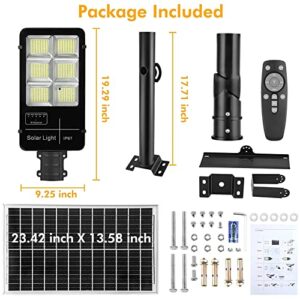 AITERMOND 1400W Solar Street Light, Dusk to Dawn, 6000K LED Flood Lights with Remote Control & Motion Sensor, Waterproof IP67 Security Light for Yard, Garden, Parking Lot