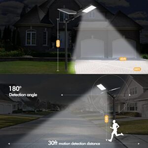 AITERMOND 1400W Solar Street Light, Dusk to Dawn, 6000K LED Flood Lights with Remote Control & Motion Sensor, Waterproof IP67 Security Light for Yard, Garden, Parking Lot