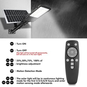 AITERMOND 1400W Solar Street Light, Dusk to Dawn, 6000K LED Flood Lights with Remote Control & Motion Sensor, Waterproof IP67 Security Light for Yard, Garden, Parking Lot