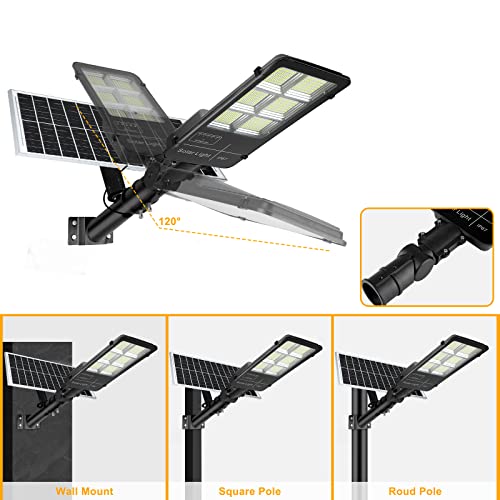 AITERMOND 1400W Solar Street Light, Dusk to Dawn, 6000K LED Flood Lights with Remote Control & Motion Sensor, Waterproof IP67 Security Light for Yard, Garden, Parking Lot