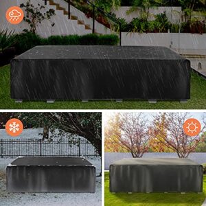 UMINEUX Outdoor Waterproof Patio Furniture Covers,420D Oxford Polyester Black Rectangular Sectional Furniture Set Covers with Windproof Buckles Air Vents (126"L x63"W x 28"H)