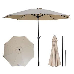 Above Click 9' Patio Outdoor Umbrella with Replaceable OneClick Steel Ribs, 1 Extra Steel Rib, Crank Controls, and Two Tiered Vents - Patio Umbrellas for Garden, Backyard, and Pool (Beige)