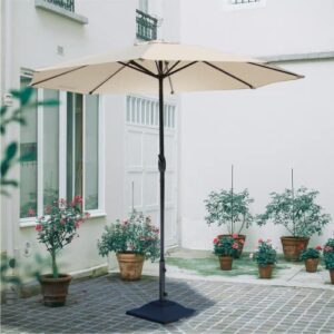 Above Click 9' Patio Outdoor Umbrella with Replaceable OneClick Steel Ribs, 1 Extra Steel Rib, Crank Controls, and Two Tiered Vents - Patio Umbrellas for Garden, Backyard, and Pool (Beige)