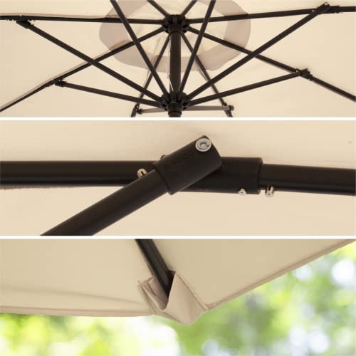 Above Click 9' Patio Outdoor Umbrella with Replaceable OneClick Steel Ribs, 1 Extra Steel Rib, Crank Controls, and Two Tiered Vents - Patio Umbrellas for Garden, Backyard, and Pool (Beige)