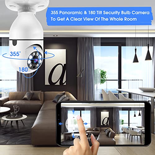 Kocanasi Light Bulb Security Camera, 1080P Wireless Cameras, 360° Surveillance Camera Smart Home Camera with Night Vision Motion Detection Alarm Two Way Talk Indoor Outdoor