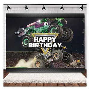 monster truck photography backdrop car grave digger photo background for boys happy birthday party decoration cake table banner 7x5ft