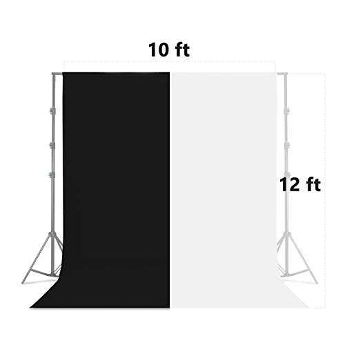 LimoStudio 10 x 12 ft. Black & White Backdrop Screen, Dark Black and Pure White Background Muslin, Premium Synthetic Thick Fabric for Photography, Video, Family Events, Party, AGG1894