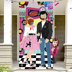 50s Party Decorations, 50's Photo Diner Backdrop, 50's Rock and Roll Banner Backdrop, Large 1950's Background Photobooth Prop, Back to 50's Rocking Party Backdrop for Baby Shower Birthday Party Supply