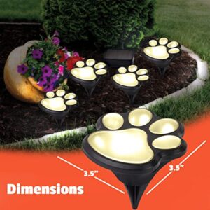 Ideas In Life Solar Paw Print Garden Lights for Pet Lovers - Set of 4 Solar Powered Paw Print Lights, Rechargeable Solar Outdoor Lights