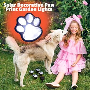 Ideas In Life Solar Paw Print Garden Lights for Pet Lovers - Set of 4 Solar Powered Paw Print Lights, Rechargeable Solar Outdoor Lights