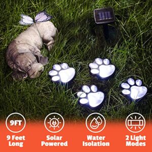 Ideas In Life Solar Paw Print Garden Lights for Pet Lovers - Set of 4 Solar Powered Paw Print Lights, Rechargeable Solar Outdoor Lights