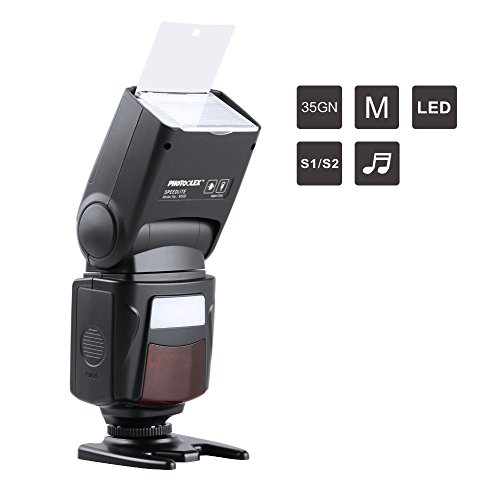 PHOTOOLEX Speedlite Camera Flash for Canon Nikon Sony Panasonic Olympus Fujifilm Pentax Sigma Minolta Leica and Other SLR Digital SLR Film SLR Cameras and Digital Cameras with Single-Contact Hot Shoe