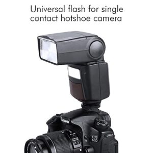 PHOTOOLEX Speedlite Camera Flash for Canon Nikon Sony Panasonic Olympus Fujifilm Pentax Sigma Minolta Leica and Other SLR Digital SLR Film SLR Cameras and Digital Cameras with Single-Contact Hot Shoe