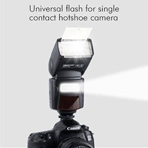 PHOTOOLEX Speedlite Camera Flash for Canon Nikon Sony Panasonic Olympus Fujifilm Pentax Sigma Minolta Leica and Other SLR Digital SLR Film SLR Cameras and Digital Cameras with Single-Contact Hot Shoe