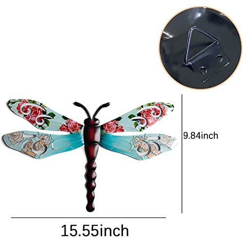 EYONGLION Metal Dragonfly Wall Decor,Dragonfly Garden Decor for Outside,Yard Decorations Outdoor Metal,Metal Dragonfly Outdoor,14.8 Inch,Pack of 3