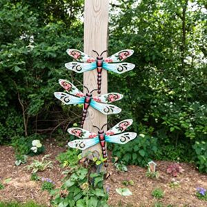 EYONGLION Metal Dragonfly Wall Decor,Dragonfly Garden Decor for Outside,Yard Decorations Outdoor Metal,Metal Dragonfly Outdoor,14.8 Inch,Pack of 3